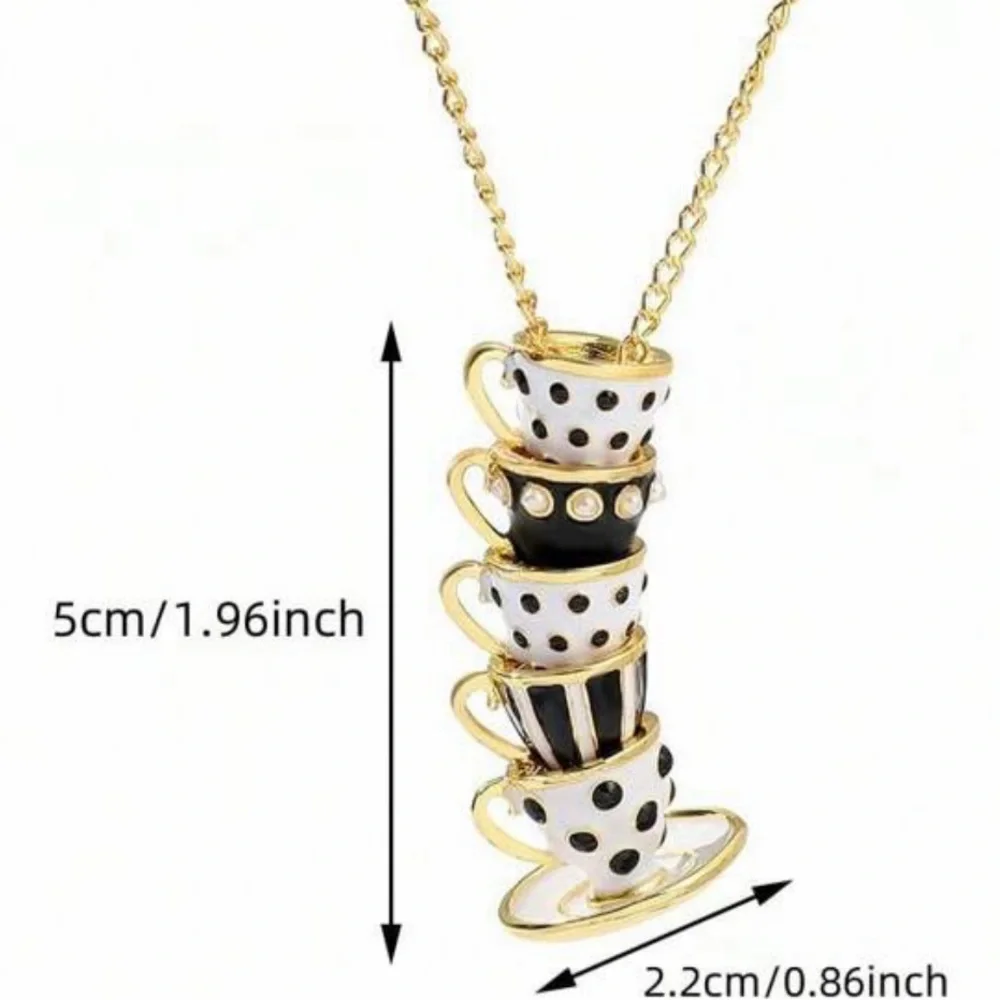 Teacup metal beads jewelry gold tea cup saucer charm pendant Kate Spade necklace - Picture 7 of 8